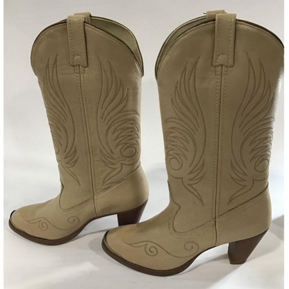 Vintage Acme Cowboy Boots Women's 7.5 M Leather Upper Block Heel 8801